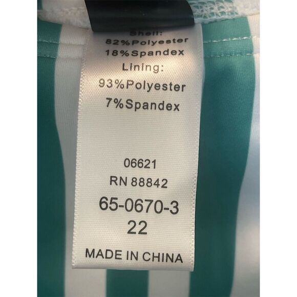 GabiFresh x Swimsuits For All Plus Size 22 Green Striped Tie Front Bikini Bottom - Picture 5 of 5